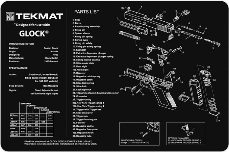 Tekmat Bench Mat for Glocks