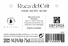 ROCA DEL CRIT 2022 red wine D.O. Empordá 750ML - Gallina de Piel Wines