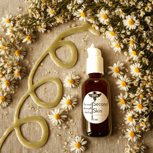 SECOND SKIN was first developed for a client with tinea versicolor and has since been used to heal acne, skin irritation, sunburn, radiation dermatitis, heat burns, eczema and psoriasis.