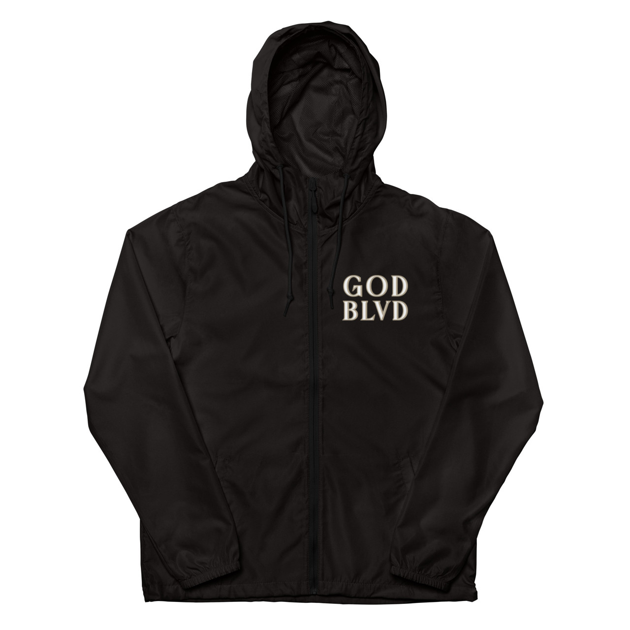 GOD BLVD - KOG - Black Lightweight Zip Up Windbreaker - GOD BLVD