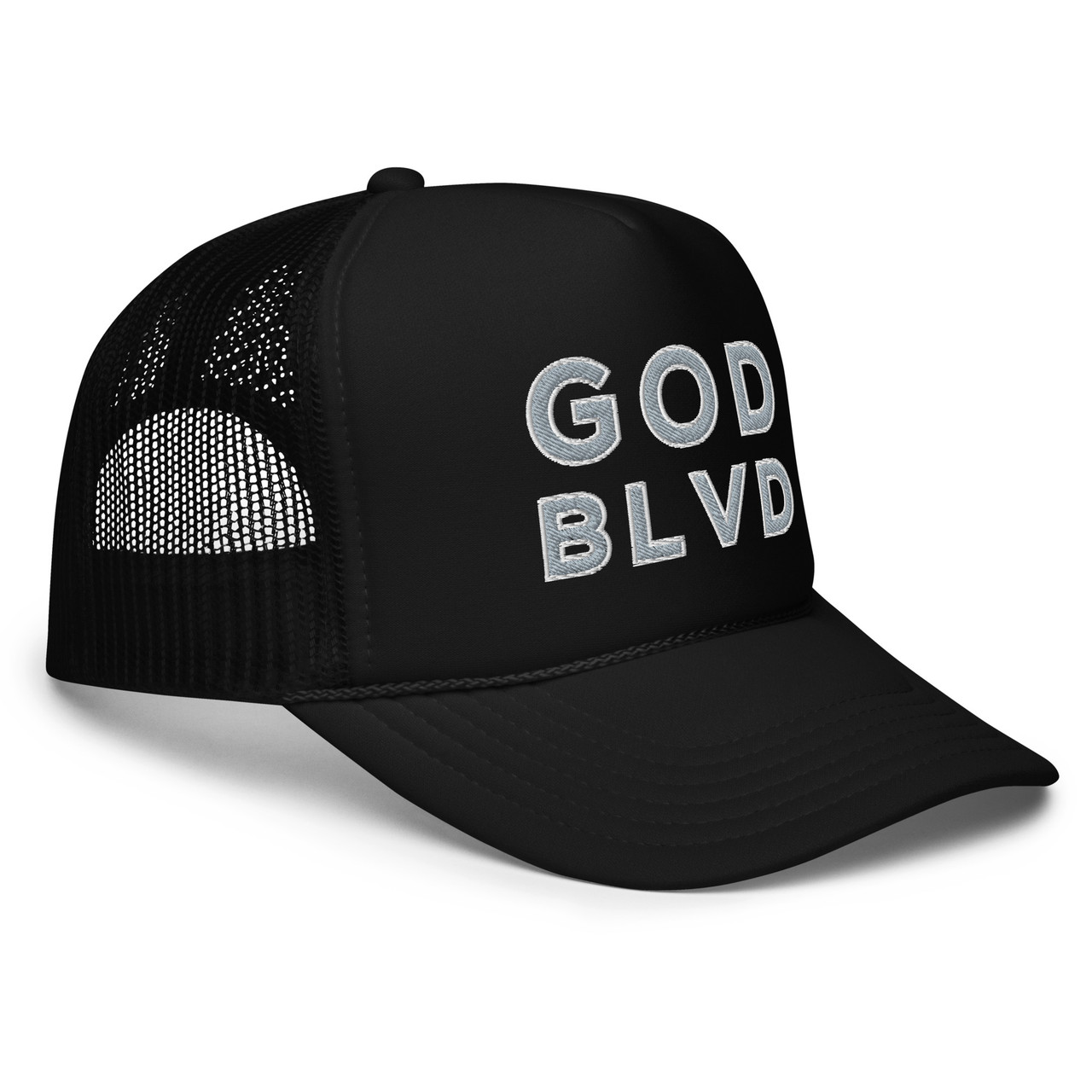 God Is Good Baseball Trucker Hat Black White Embroidered New Panel Rope Hat - HolStrength main image 3