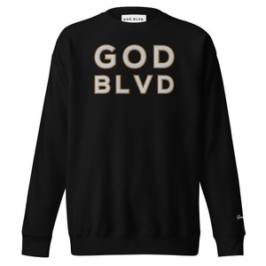 GOD BLVD - OG Logo - Black Sweatshirt (White/Old Gold Embroidered) GOD BLVD - OG Logo - Black Sweatshirt (White/Old Gold Embroidered)