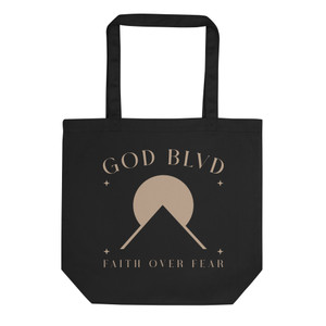 GOD BLVD - Faith Over Fear - Pebble Brown - Black Eco Tote Bag