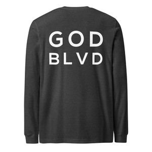 GOD BLVD - OG Logo - Heather Grey Long Sleeve Tee (Front-Back Print) GOD BLVD - OG Logo - Heather Grey Long Sleeve Tee (Front-Back Print)
