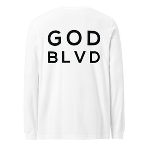GOD BLVD - OG Logo - White Long Sleeve Tee (Front and Back Print) GOD BLVD - OG Logo - White Long Sleeve Tee (Front and Back Print)