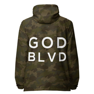GOD BLVD - OG Logo - Forest Camouflage Lightweight Zip Up Windbreaker GOD BLVD - OG Logo - Forest Camouflage Lightweight Zip Up Windbreaker