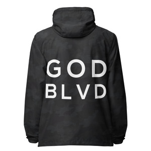 GOD BLVD - OG Logo - Black Camouflage Lightweight Zip Up Windbreaker GOD BLVD - OG Logo - Black Camouflage Lightweight Zip Up Windbreaker