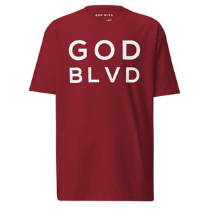 GOD BLVD - OG Logo - Brick Red Premium Tee - White Print