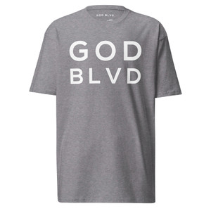 GOD BLVD - OG Logo - Grey Premium Tee - White Print GOD BLVD - OG Logo - Grey Premium Tee - White Print