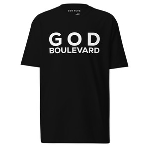 GOD BLVD - God Boulevard - Black Premium Tee - White Print GOD BLVD - God Boulevard - Black Premium Tee - White Print