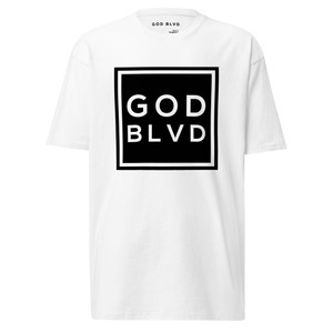 GOD BLVD - OG Logo Sign - White Premium Tee - Black Print GOD BLVD - OG Logo Sign - White Premium Tee - Black Print