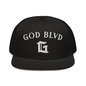 GOD BLVD - Arched G - Black Snapback Hat - White Embroidered GOD BLVD - Arched G - Black Snapback Hat - White Embroidered