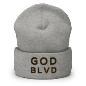 GOD BLVD - OG Logo - Grey Cuffed Up Beanie - Black/Old Gold Embroidered GOD BLVD - OG Logo - Grey Cuffed Up Beanie - Black/Old Gold Embroidered