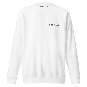 GOD BLVD - White Minimal Premium Sweatshirt - Front Only Print