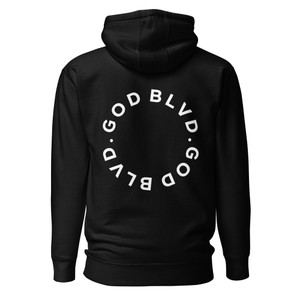 GOD BLVD - Miracircle - Black Premium Hoodie - Front/Back White Print GOD BLVD - Miracircle - Black Premium Hoodie - Front/Back White Print