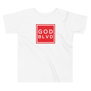 GOD BLVD - OG Logo Sign - Toddler - White Short Sleeve Tee - Red Print GOD BLVD - OG Logo Sign - Toddler - White Short Sleeve Tee - Red Print