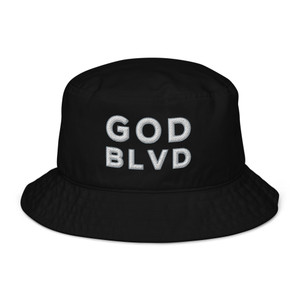GOD BLVD - OG Logo - Black Organic Bucket Hat - White/Gray Embroidered GOD BLVD - OG Logo - Black Organic Bucket Hat - White/Gray Embroidered