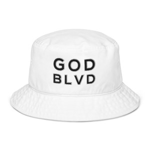 GOD BLVD - OG Logo - White Organic Bucket Hat - Black/White Embroidered GOD BLVD - OG Logo - White Organic Bucket Hat - Black/White Embroidered