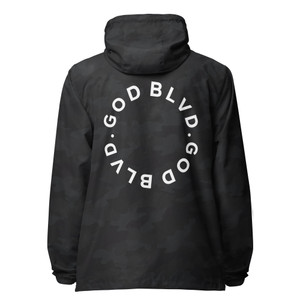 GOD BLVD - Miracircle - Black Camouflage Lightweight Zip Up Windbreaker GOD BLVD - Miracircle - Black Camouflage Lightweight Zip Up Windbreaker