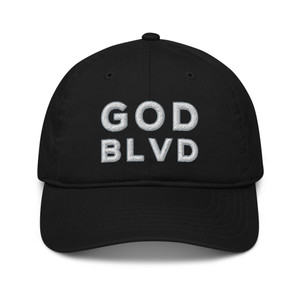GOD BLVD - OG Logo - Black Organic Dad Hat - White/Gray Embroidered GOD BLVD - OG Logo - Black Organic Dad Hat - White/Gray Embroidered