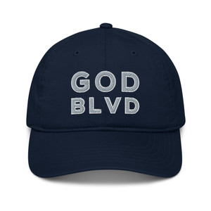 GOD BLVD - OG Logo - Navy Organic Dad Hat - Navy/White Embroidered GOD BLVD - OG Logo - Navy Organic Dad Hat - Navy/White Embroidered