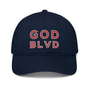 GOD BLVD - OG Logo - Navy Organic Dad Hat - Red/White Embroidered GOD BLVD - OG Logo - Navy Organic Dad Hat - Red/White Embroidered