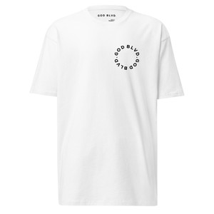GOD BLVD - Miracircle - White Premium Tee - Front/Back Black Print GOD BLVD - Miracircle - White Premium Tee - Front/Back Black Print