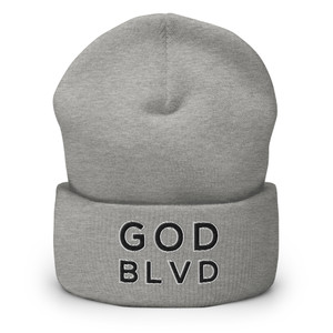 GOD BLVD - OG Logo - Heather Grey Cuffed Up Beanie - Black/White Embroidered  GOD BLVD - OG Logo - Heather Grey Cuffed Up Beanie - Black/White Embroidered