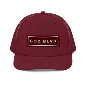 GOD BLVD -  Maroon Trucker Cap - Maroon/White Embroidered Sign