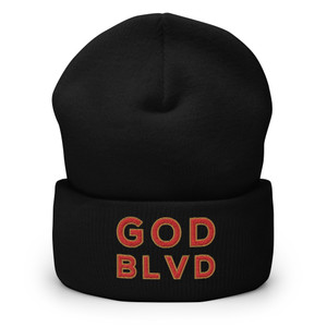 GOD BLVD - OG Logo - Black Cuffed Up Beanie - Red/Old Gold Embroidered GOD BLVD - OG Logo - Black Cuffed Up Beanie - Red/Old Gold Embroidered