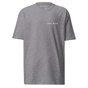 GOD BLVD - Carbon Grey Premium Tee - White Front/Back OG Logo Print GOD BLVD - Carbon Grey Premium Tee - White Front/Back OG Logo Print