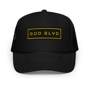 GOD BLVD - Black Foam Trucker Hat - Black/Gold Sign GOD BLVD - Black Foam Trucker Hat - Black/Gold Sign