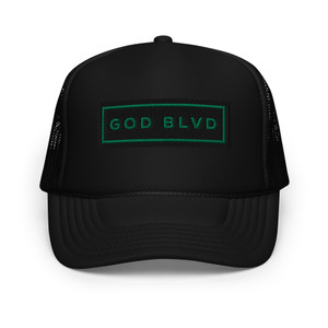 GOD BLVD - Black Foam Trucker Hat - Kelly Green/Black Sign GOD BLVD - Black Foam Trucker Hat - Kelly Green/Black Sign