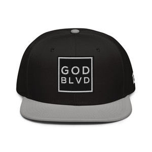GOD BLVD - OG Logo - Gray/Black Snapback Hat - Black/White Embroidered 