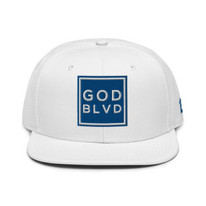 GOD BLVD - OG Logo - White Snapback Hat - Blue/White Embroidered GOD BLVD - OG Logo - White Snapback Hat - Blue/White Embroidered