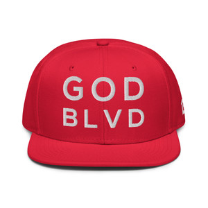 GOD BLVD - OG Logo - Red Snapback - White Embroidered (Grey Under Visor)