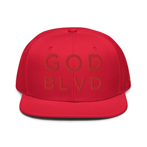 GOD BLVD - OG Logo - Red Snapback - Red Embroidered (Grey Under Visor)