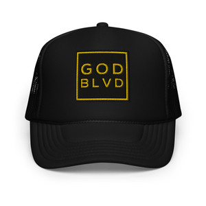 GOD BLVD - OG Logo Square - Black Foam Trucker Hat - Black/Gold GOD BLVD - OG Logo Square - Black Foam Trucker Hat - Black/Gold