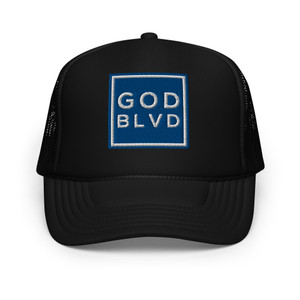 GOD BLVD - OG Logo Square - Black Foam Trucker Hat - Blue/White GOD BLVD - OG Logo Square - Black Foam Trucker Hat - Blue/White