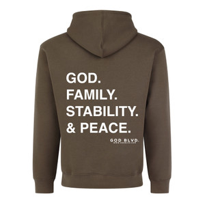 GOD BLVD - GFSP - Brown Heavy Hooded Pullover - Front/Back Print GOD BLVD - GFSP - Brown Heavy Hooded Pullover - Front/Back Print