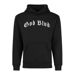 GOD BLVD - Black Heavy Hooded Pullover - OE - Front Print GOD BLVD - Black Heavy Hooded Pullover - OE - Front Print