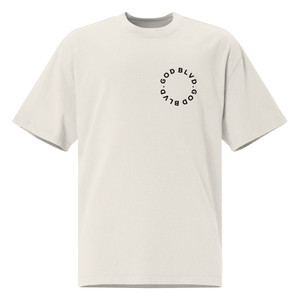 GOD BLVD - Miracircle - Front and Back Black Print - Oversized Faded Tee - Faded Bone Color GOD BLVD - Miracircle - Front and Back Black Print - Oversized Faded Tee - Faded Bone Color