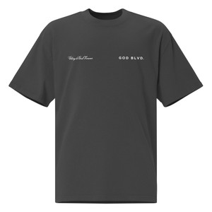 GOD BLVD - Glory To God Forever - OG Logo Back - Front Back White Print - Oversized Black Faded Tee GOD BLVD - Glory To God Forever - OG Logo Back - Front Back White Print - Oversized Black Faded Tee