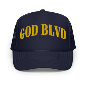 GOD BLVD - Arched - Navy Foam Trucker - Gold GOD BLVD - Arched - Navy Foam Trucker - Gold