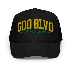 GOD BLVD - Worldwide - Black Foam Trucker Hat - Gold/Green GOD BLVD - Worldwide - Black Foam Trucker Hat - Gold/Green