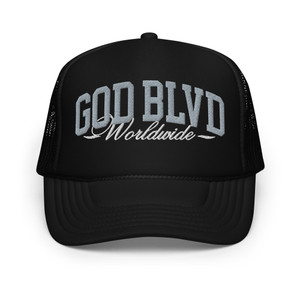 GOD BLVD - Worldwide - Black Foam Trucker Hat - Grey/White GOD BLVD - Worldwide - Black Foam Trucker Hat - Grey/White