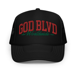 GOD BLVD - Worldwide - Black Foam Trucker Hat - Red/Green GOD BLVD - Worldwide - Black Foam Trucker Hat - Red/Green
