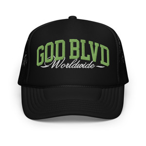 GOD BLVD - Worldwide - Black Foam Trucker Hat - Kiwi Green/White GOD BLVD - Worldwide - Black Foam Trucker Hat - Kiwi Green/White