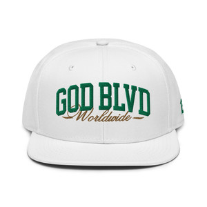GOD BLVD - Worldwide - White Snapback Hat - Green/Old Gold