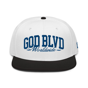 GOD BLVD - Worldwide - White Black Snapback Hat - Blue GOD BLVD - Worldwide - White Black Snapback Hat - Blue